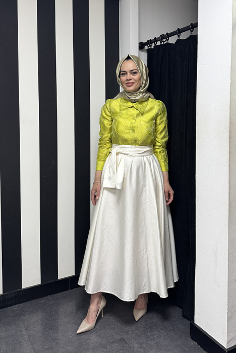 Bey's Design Poplin 2Renk Elbise YEŞİL - 1