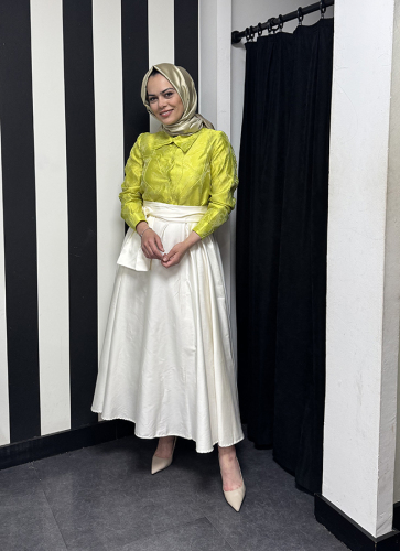 Bey's Design Poplin 2Renk Elbise YEŞİL - 2