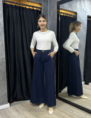 Beys Desing Bol Paça Denim Pantolon LACİVERT - 1