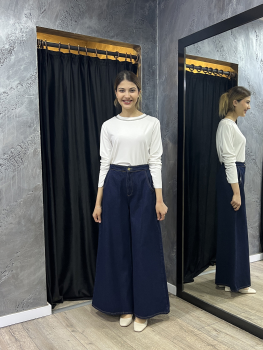 Beys Desing Bol Paça Denim Pantolon LACİVERT - 2