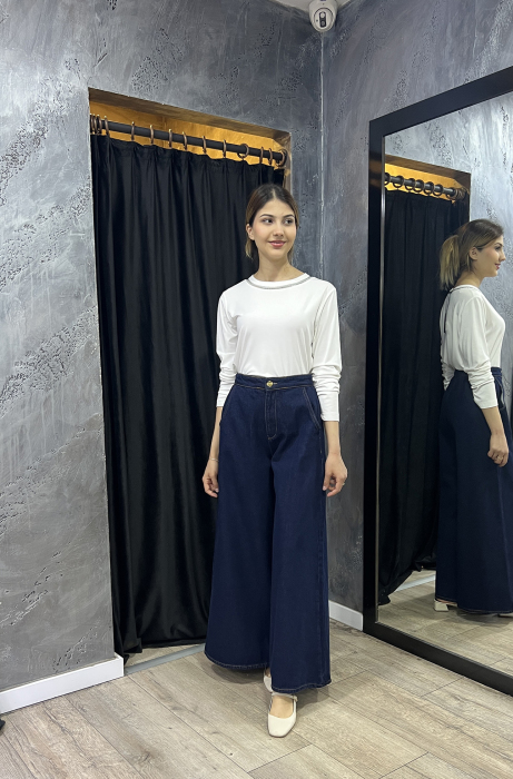 Beys Desing Bol Paça Denim Pantolon LACİVERT - 4