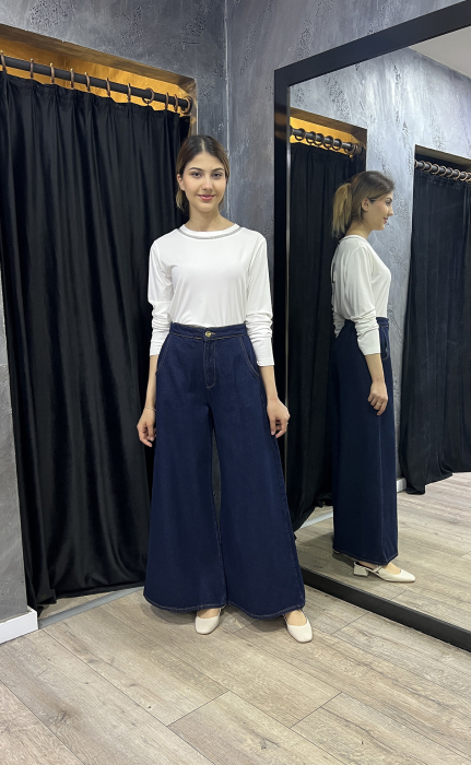 Beys Desing Bol Paça Denim Pantolon LACİVERT - 5