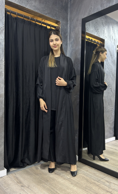 Ceremony Memory Cupra Kolları Büzgülü Kaftan SİYAH 