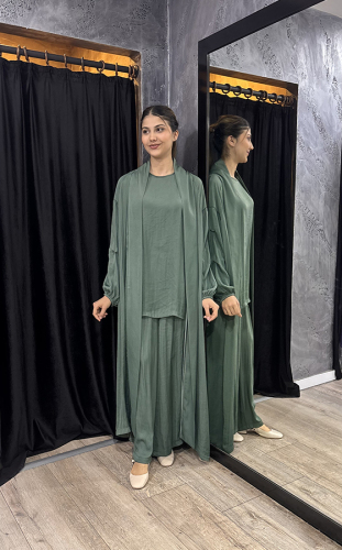 Ceremony Memory Cupra Kolları Büzgülü Kaftan Turmalin Yeşil 