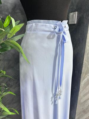 Hukka Yandan Fermuarlı Etek MAVİ - 1