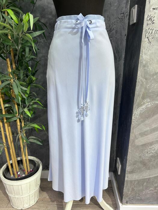 Hukka Yandan Fermuarlı Etek MAVİ - 2
