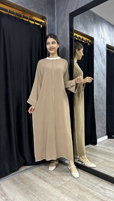 Katrem Biye Detaylı Abaya CAMEL - 1