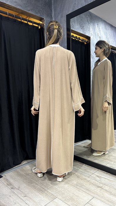 Katrem Biye Detaylı Abaya CAMEL - 2