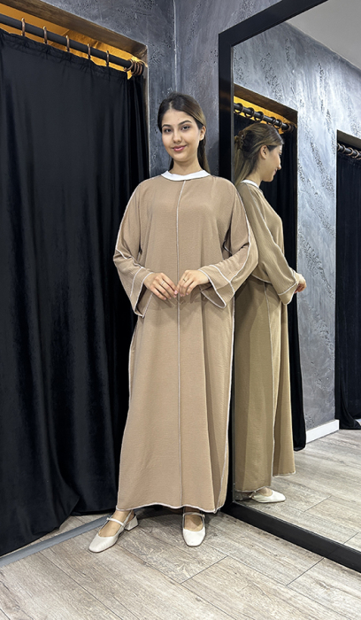 Katrem Biye Detaylı Abaya CAMEL - 3