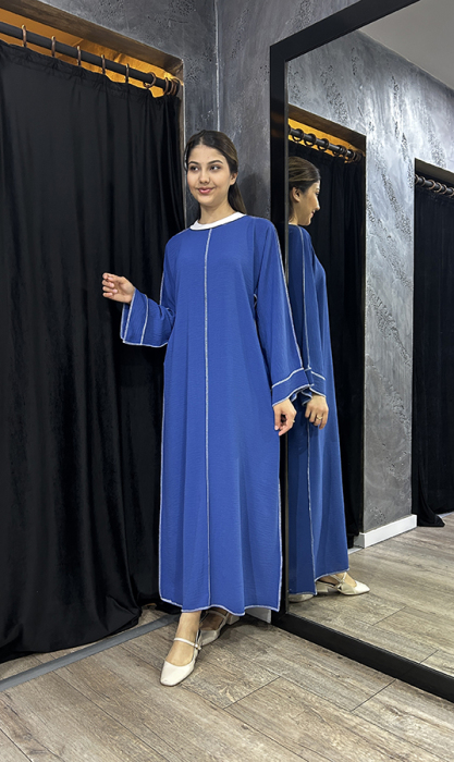 Katrem Biye Detaylı Abaya İNDİGO - 1