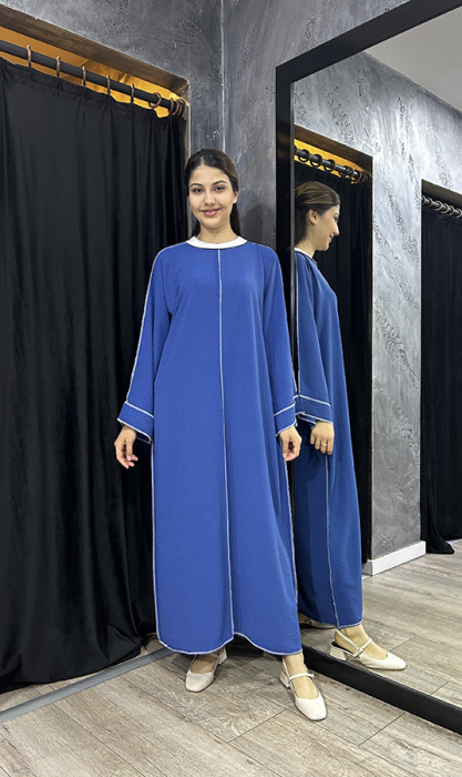 Katrem Biye Detaylı Abaya İNDİGO - 4