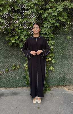 Katrem Biye Detaylı Abaya SİYAH 