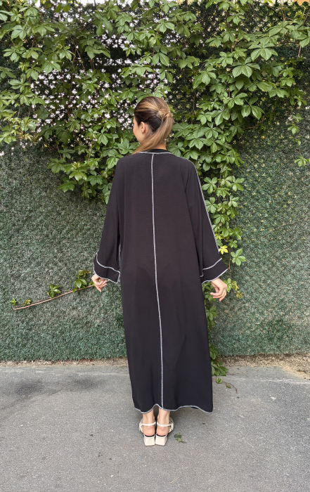 Katrem Biye Detaylı Abaya SİYAH - 4