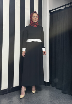 Miss Dalida Ajur Detaylı Triko Elbise BLACK - 3