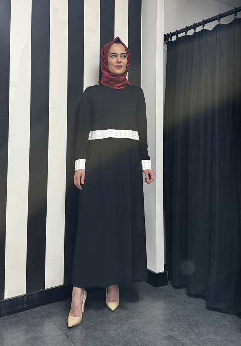 Miss Dalida Ajur Detaylı Triko Elbise BLACK - 3