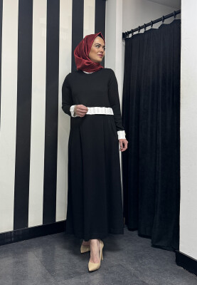 Miss Dalida Ajur Detaylı Triko Elbise BLACK - 2