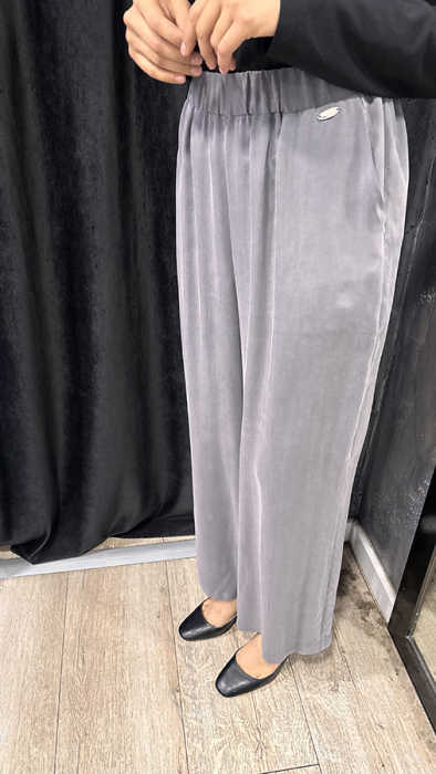 Miss Dalida Beli Lastikli Bol Paça Cupro Pantolon ANTRASİT - 3