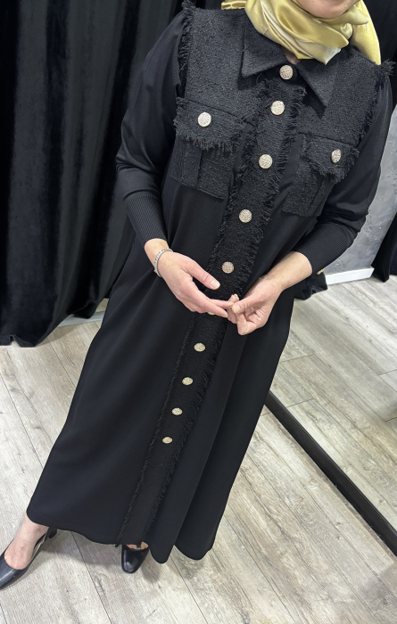 Miss Dalida Püskül Ve Düğme Detaylı Klasik Hırka BLACK - 4