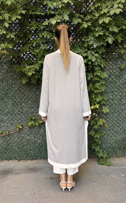 Miss Dalida V Yaka Uzun Triko Tunik GREY - 5