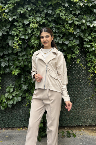 MissEmramiss Biker Midi Bomber BEJ - 1