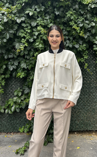 MissEmramiss Krep Midi Ceket EKRU - 1