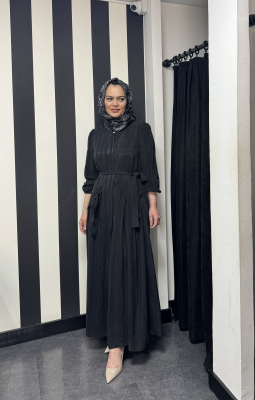 MissWhence Çıtçıtlı Beli Kuşaklı Pardesü SİYAH 
