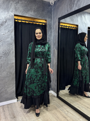 MissWhence Yandan Fırfırlı Elbise ZÜMRÜT 