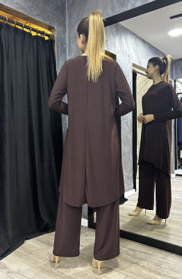 Afili Pantolon Tunik Takım KAHVE - 3