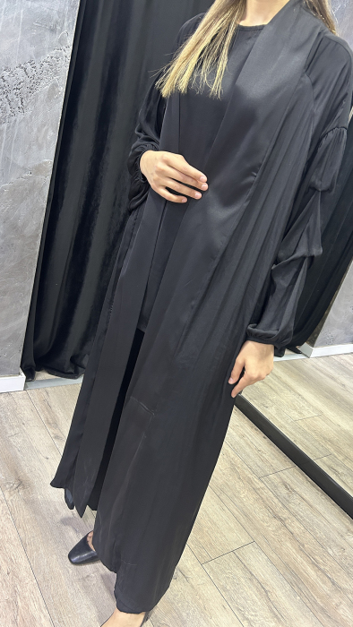 Ceremony Memory Cupra Kolları Büzgülü Kaftan SİYAH - 3