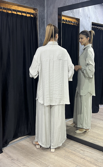 Ceremony Önden Düğmeli Pantolonlu Tunik Takım GRİ - 4