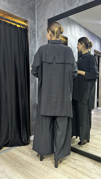 Ceremony Pantolonu Dubai Tuniği Pasion Önden Düğmeli Takım SİYAH - 3