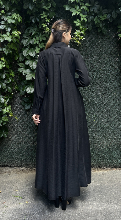 Cloche Osi Bağlamalı Elbise SİYAH - 4