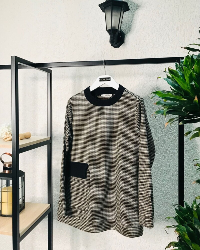 Cloche Siyah Cep Detaylı Sweatshirt