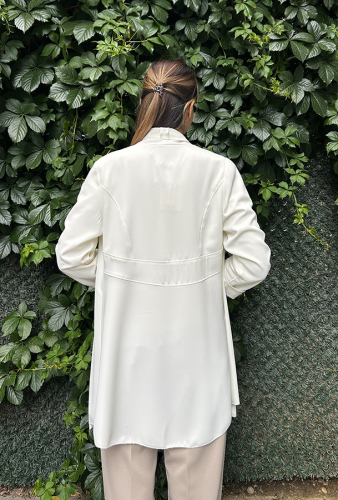 Cloche Traphy Kemerli Ceket EKRU - 5