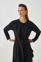 Ebu Prive Siyah Volanlı Elbise - Thumbnail