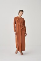 Ebu Prive Tarçın Volanlı Elbise - Thumbnail
