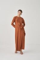 Ebu Prive Tarçın Volanlı Elbise - Thumbnail