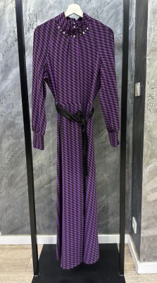 Hukka Kaz Ayağı Desenli Elbise - 1