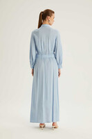 Hukka Mavi Cebi Taş Detaylı Elbise - Thumbnail