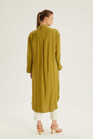 Hukka Yeşil Boydan Düğmeli Kemerli Elbise - Thumbnail