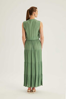 Hukka Yeşil Sıfır Kol Elbise - Thumbnail