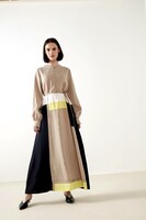 MaQ Bej Solar Elbise - Thumbnail