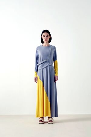 MAQ - Maq Gri Sarı Wayo Elbise