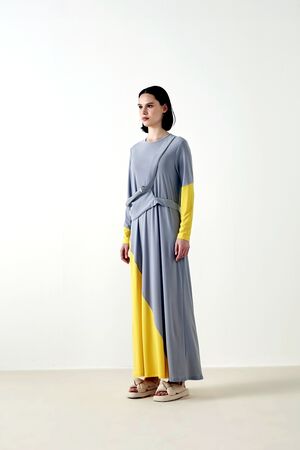 Maq Gri Sarı Wayo Elbise - 2