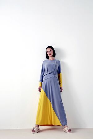 Maq Gri Sarı Wayo Elbise - 4