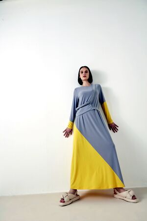 Maq Gri Sarı Wayo Elbise - 5