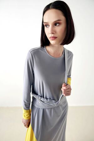 Maq Gri Sarı Wayo Elbise - 6