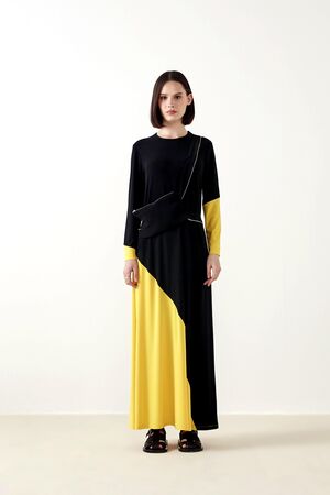 MAQ - Maq Siyah Sarı Wayo Elbise