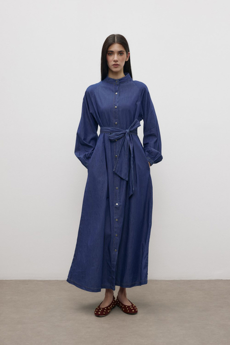 MerWish Basic Denim Elbise LACİVERT - 1