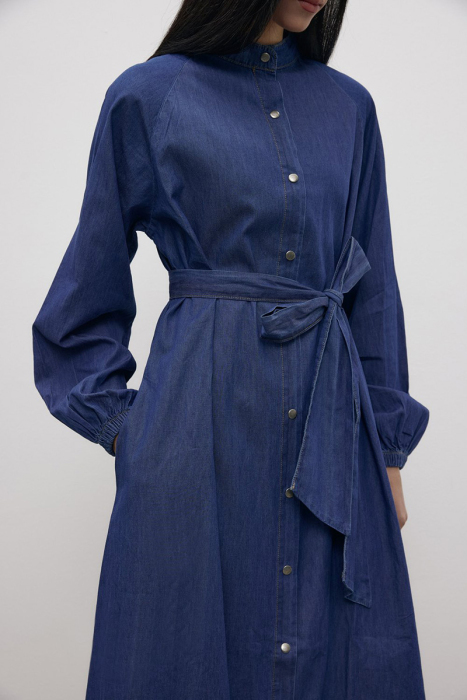 MerWish Basic Denim Elbise LACİVERT - 2